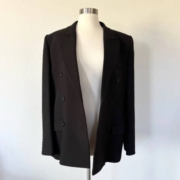 KHAITE NWT Nathan Virgin Wool Blend Double Breasted Blazer Jacket Black 8 - Picture 4 of 9